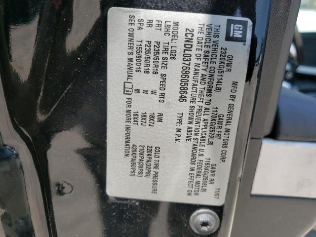 2CNDL037686058646 - 2008 CHEVROLET EQUINOX SP BLACK photo 10