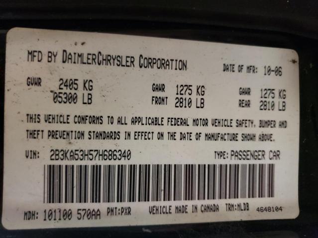 2B3KA53H57H686340 - 2007 DODGE CHARGER R/ BLACK photo 10