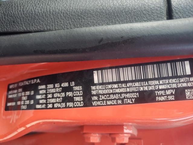 ZACCJBAB1JPH60021 - 2018 JEEP RENEGADE S ORANGE photo 10