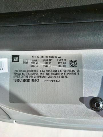 1G6DL1ED0B0170942 - 2011 CADILLAC CTS PERFOR ვერცხლისფერი ფოტო 10