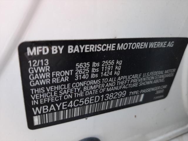 WBAYE4C56ED138299 - 2014 BMW 740 LI WHITE photo 10