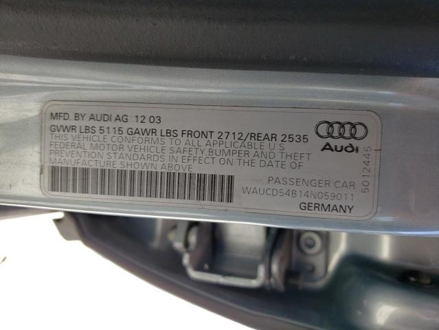 WAUCD54B14N059011 - 2004 AUDI A6 S-LINE QUATTRO  photo 10