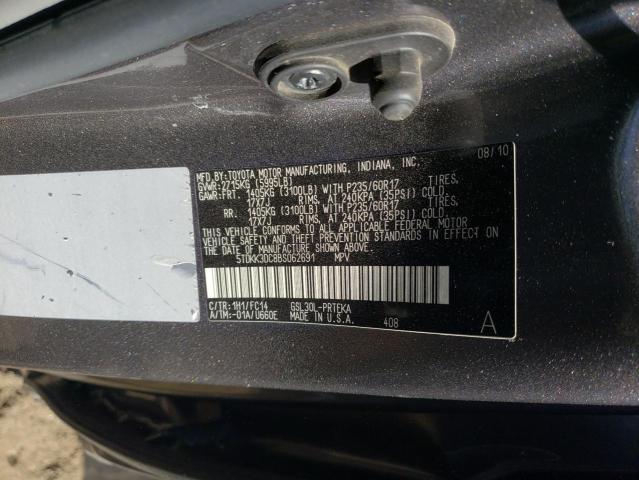 5TDKK3DC8BS062691 - 2011 TOYOTA SIENNA LE CHARCOAL photo 10