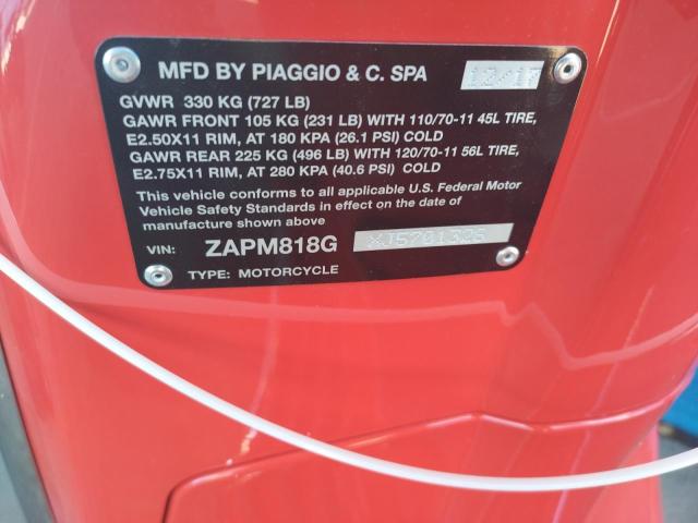 ZAPM818GXJ5701326 - 2018 VESPA SPRINT 150 RED photo 10