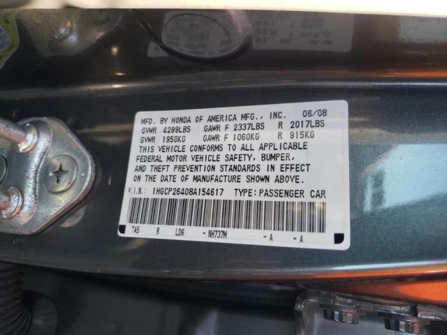 1HGCP26408A154617 - 2008 HONDA ACCORD LXP GRAY photo 10