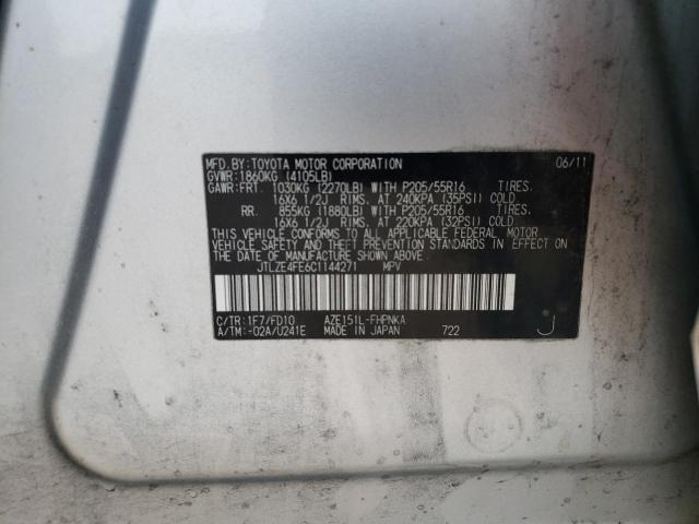 JTLZE4FE6C1144271 - 2012 TOYOTA SCION XB Silber Foto 10