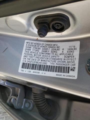 2HGFC2F88LH512682 - 2020 HONDA CIVIC SPOR 银色 照片 10