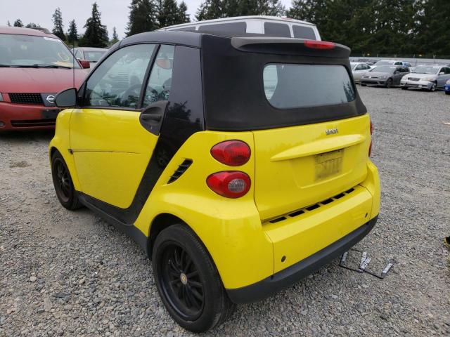 WMEEK31X68K124997 - 2008 SMART FORTWO PAS YELLOW photo 3