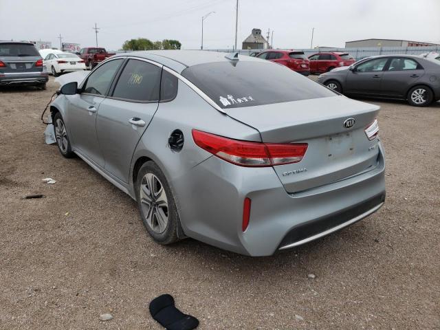 KNAGU4LE6H5017978 - 2017 KIA OPTIMA HYB SILVER photo 3