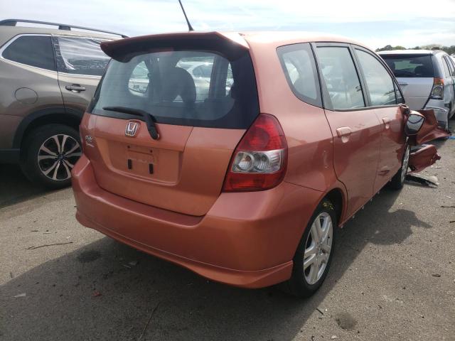 JHMGD38657S017905 - 2007 HONDA FIT S ORANGE photo 4