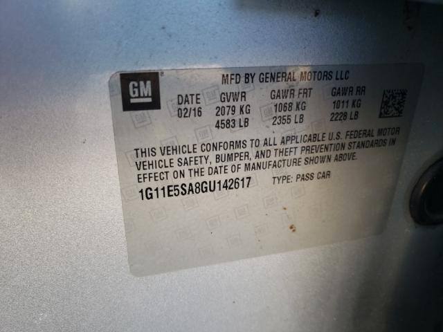 1G11E5SA8GU142617 - 2016 CHEVROLET MALIBU LIM 银色 照片 10