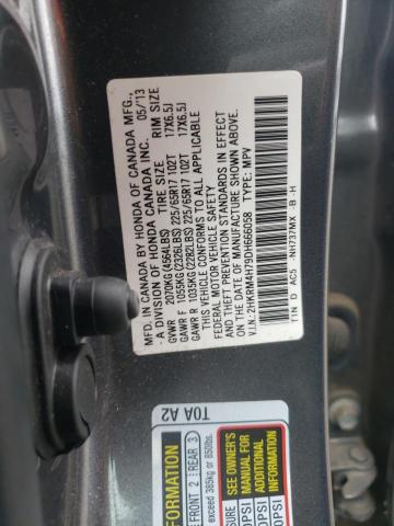 2HKRM4H79DH666058 - 2013 HONDA CR-V EXL GRAY photo 10