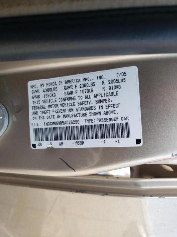 1HGCM66805A076290 - 2005 HONDA ACCORD EX  photo 10