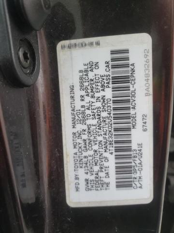 4T1BE32K02U540370 - 2003 TOYOTA CAMRY BLACK photo 10