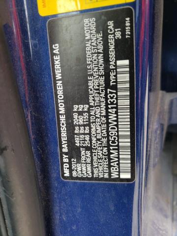 WBAVM1C59DVW41337 - 2013 BMW X1 SDRIVE2 BLUE photo 10