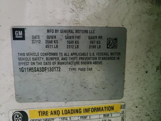 1G11H5SA3DF130172 - 2013 CHEVROLET MALIBU LTZ კრემისფერი ფოტო 10