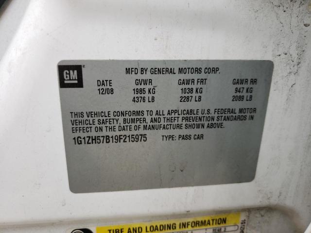 1G1ZH57B19F215975 - 2009 CHEVROLET MALIBU 1LT WHITE photo 10