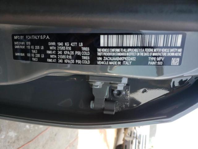 ZACNJAAB4KPK52482 - 2019 JEEP RENEGADE S GRAY photo 10