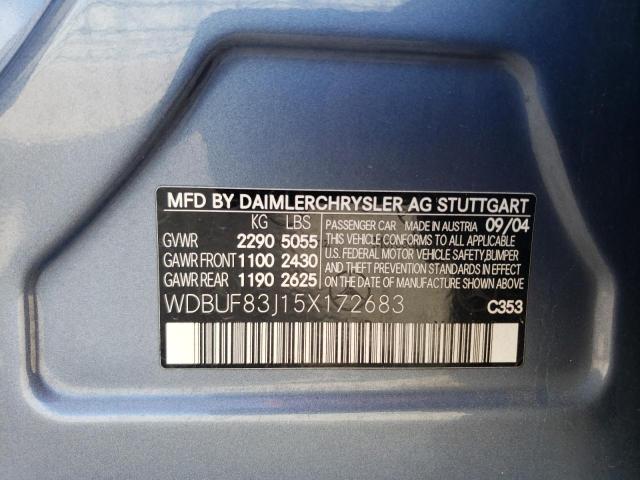 WDBUF83J15X172683 - 2005 MERCEDES-BENZ E 500 4MAT BLUE photo 10