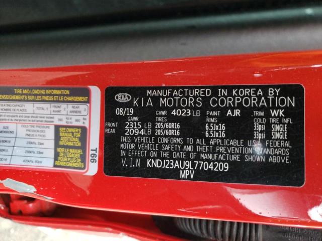 KNDJ23AU9L7704209 - 2020 KIA SOUL LX RED photo 10