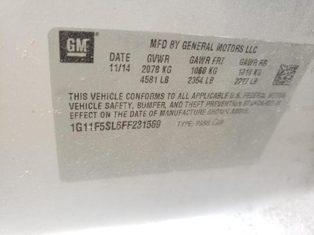 1G11F5SL6FF231569 - 2015 CHEVROLET MALIBU LTZ ვერცხლისფერი ფოტო 10