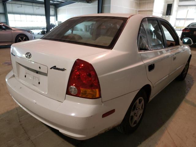 KMHCG45C83U483457 - 2003 HYUNDAI ACCENT GL WHITE photo 4