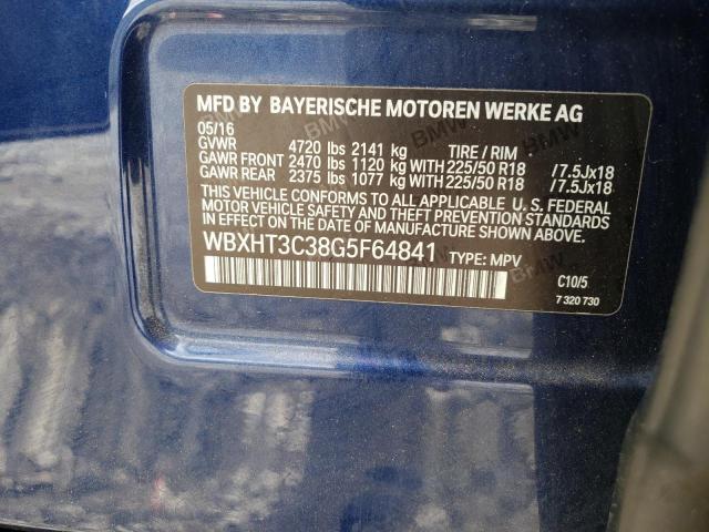 WBXHT3C38G5F64841 - 2016 BMW X1 XDRIVE2 BLUE photo 10