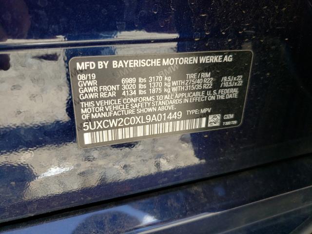 5UXCW2C0XL9A01449 - 2020 BMW X7 XDRIVE4 BLACK photo 10