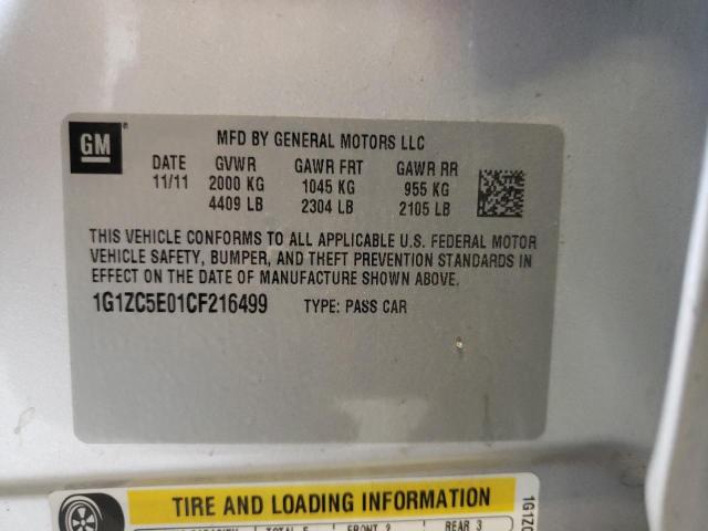 1G1ZC5E01CF216499 - 2012 CHEVROLET MALIBU 1LT 银色 照片 10