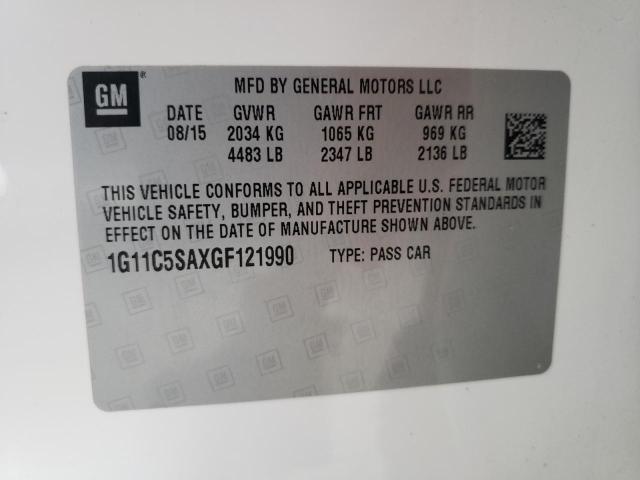 1G11C5SAXGF121990 - 2016 CHEVROLET MALIBU LIM 白色 照片 10