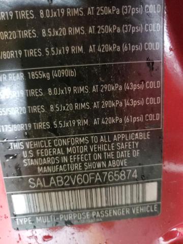 SALAB2V60FA765874 - 2015 LAND ROVER LR4 წითელი ფოტო 10