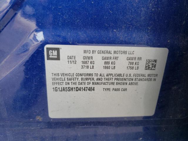 1G1JA5SH1D4147484 - 2013 CHEVROLET SONIC LS BLUE photo 10