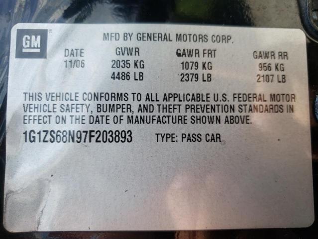 1G1ZS68N97F203893 - 2007 CHEVROLET MALIBU MAX 黑色 照片 10