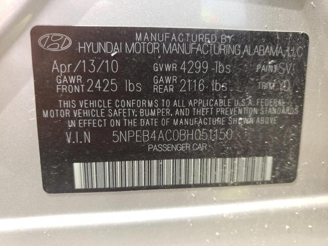 5NPEB4AC0BH051150 - 2011 HYUNDAI SONATA GLS GOLD photo 10