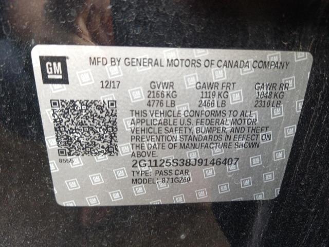 2G1125S38J9146407 - 2018 CHEVROLET IMPALA PRE შავი ფოტო 10