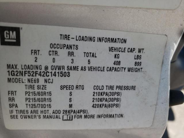 1G2NF52F42C141503 - 2002 PONTIAC GRAND AM S SILVER photo 10