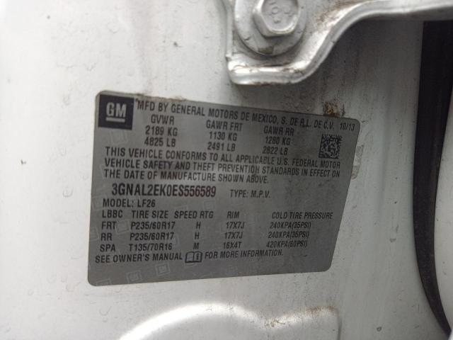 3GNAL2EK0ES556589 - 2014 CHEVROLET CAPTIVA LS 白色 照片 10