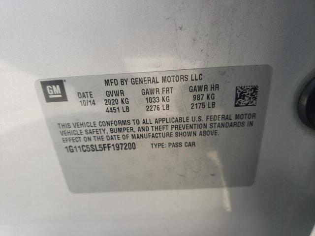 1G11C5SL5FF197200 - 2015 CHEVROLET MALIBU 1LT 银色 照片 10