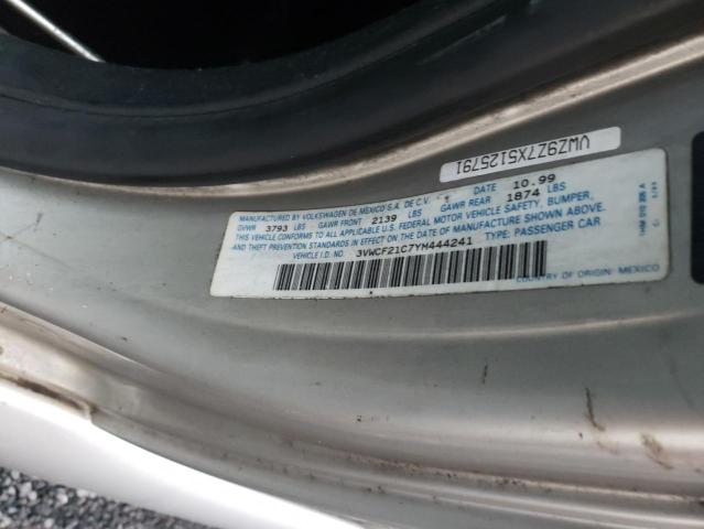 3VWCF21C7YM444241 - 2000 VOLKSWAGEN NEW BEETLE 银色 照片 10