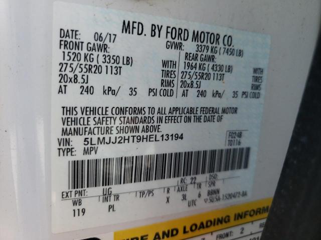 5LMJJ2HT9HEL13194 - 2017 LINCOLN NAVIGATOR 白色 照片 10