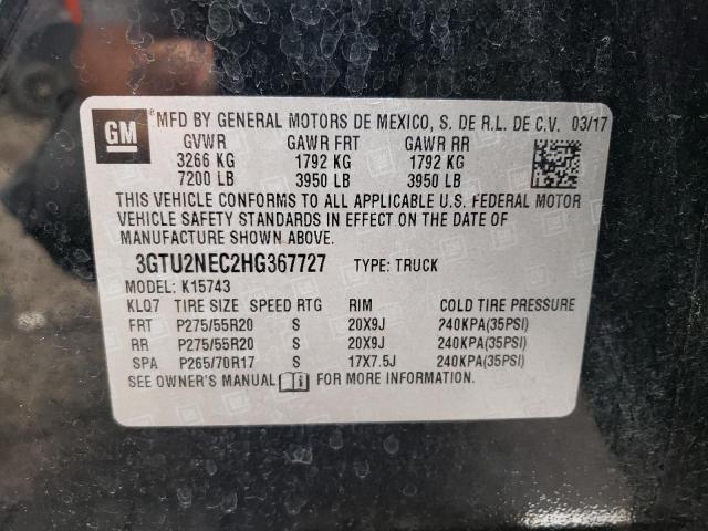 3GTU2NEC2HG367727 - 2017 GMC SIERRA K1500 SLT  photo 10