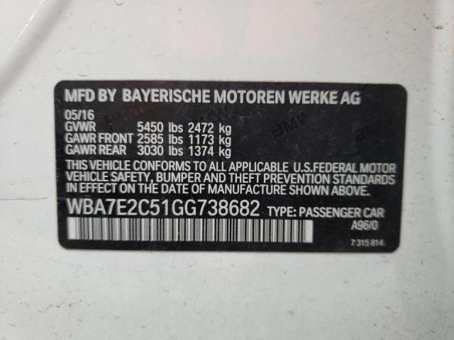WBA7E2C51GG738682 - 2016 BMW 740 I WHITE photo 10