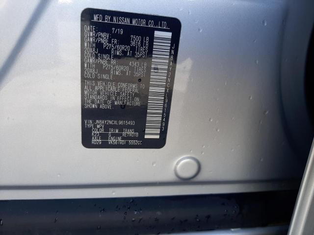 JN8AY2NCXL9615493 - 2020 NISSAN ARMADA SILVER photo 10