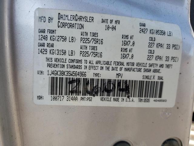 1J4GK38K35W564966 - 2005 JEEP LIBERTY RE 银色 照片 10