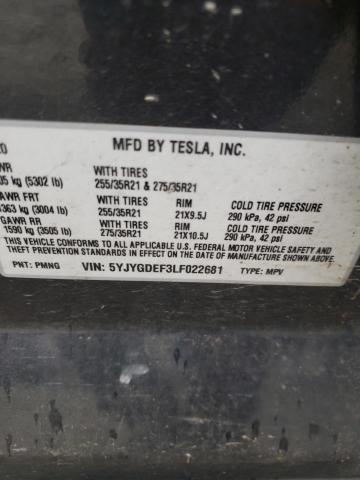 5YJYGDEF3LF022681 - 2020 TESLA MODEL Y أزرق صورة 10