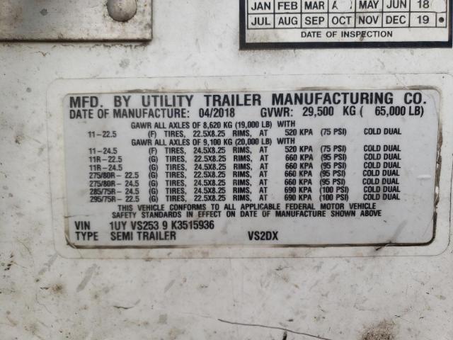 1UYVS2539K3515936 - 2019 INTERNATIONAL TRAILER WHITE photo 10