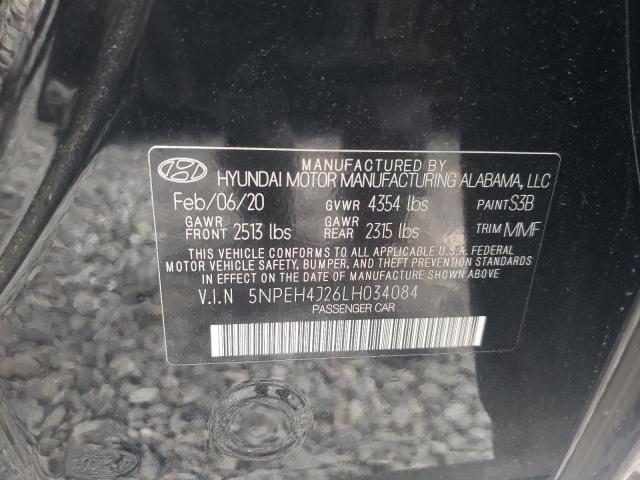 5NPEH4J26LH034084 - 2020 HYUNDAI SONATA LIM BLACK photo 10