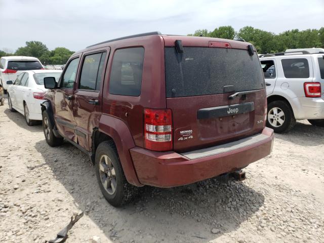 1J8GN28K48W248027 - 2008 JEEP LIBERTY SP MAROON photo 3