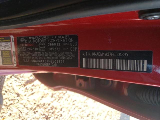 KNADM4A37F6501895 - 2015 KIA RIO LX RED photo 10