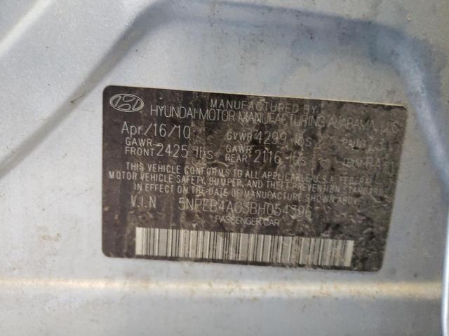 5NPEB4AC3BH054396 - 2011 HYUNDAI SONATA GLS BLUE photo 10